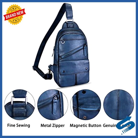 Genuine Leather Sling Backpack Crossbody Daypack 3-Way Wear Genuine Leather Sling Backpack Crossbody Daypack 3-Way Wear